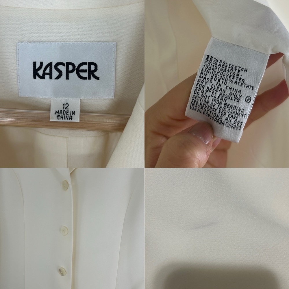 Vintage 90s Kasper Cream Bridal Skirt and Blazer Suit - Picture 8 of 8